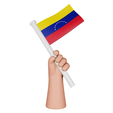 Hand hält Flagge von Venezuela  3D Icon