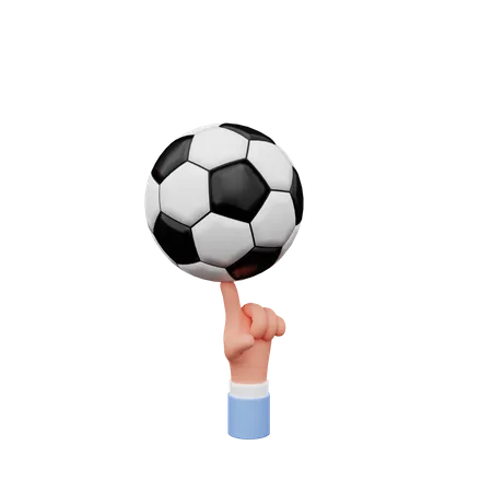 Hand hält Fußball  3D Illustration