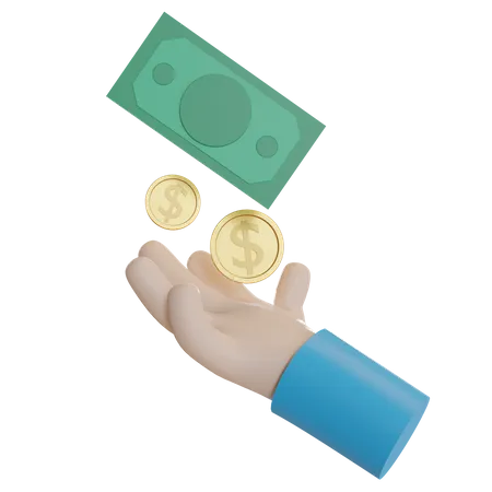 Hand hält Geld  3D Illustration