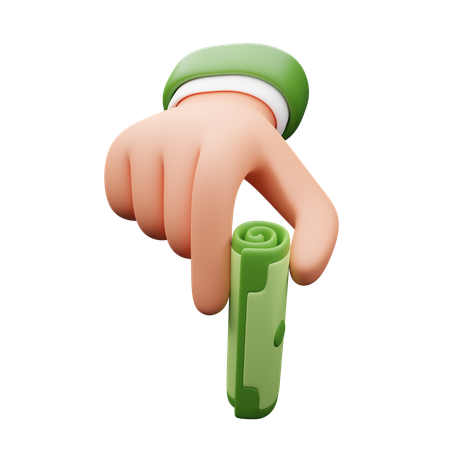 Hand hält gerolltes Geld  3D Icon