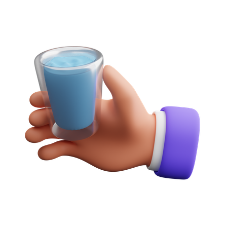 Hand hält Glas mit Wasser  3D Icon