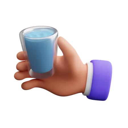 Hand hält Glas mit Wasser  3D Icon