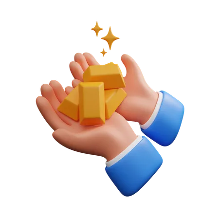 Hand hält Gold  3D Icon