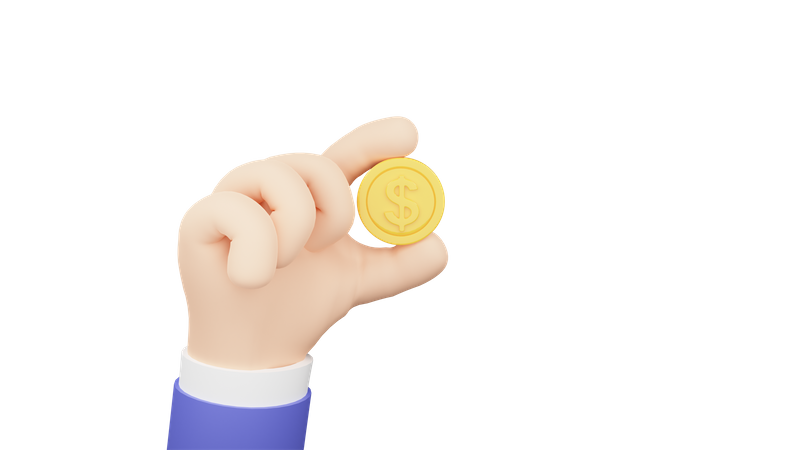 Hand hält goldene Dollarmünze  3D Icon