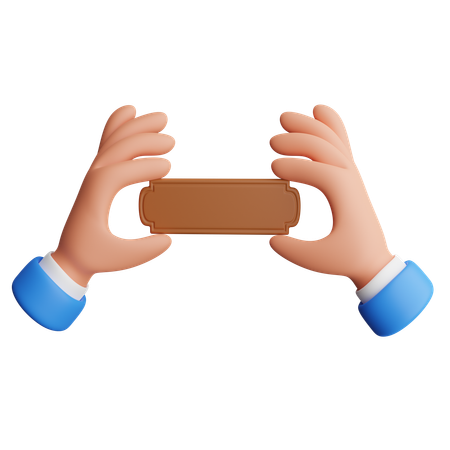 Hand hält hölzernes Namensschild  3D Icon
