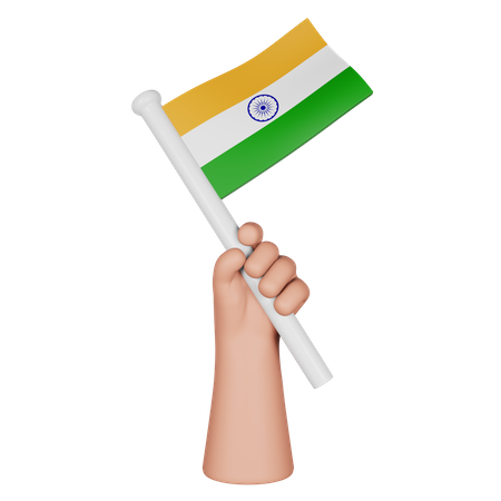 Hand hält Flagge von Indien  3D Icon