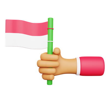 Hand hält indonesische Flagge  3D Icon