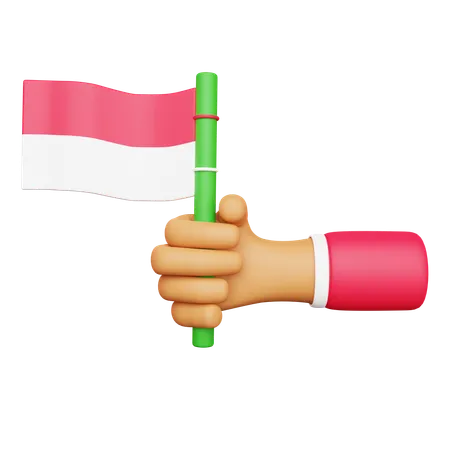 Hand hält indonesische Flagge  3D Icon