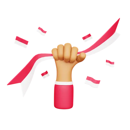 Hand hält indonesische Flagge  3D Icon