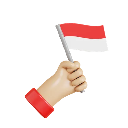 Hand hält indonesische Flagge  3D Icon