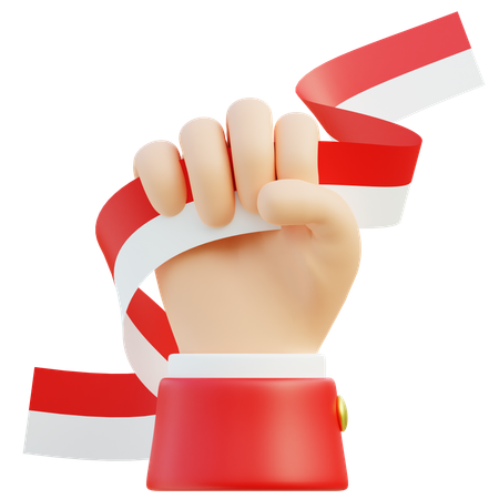 Hand hält indonesische Flagge  3D Icon