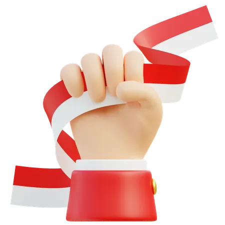 Hand hält indonesische Flagge  3D Icon