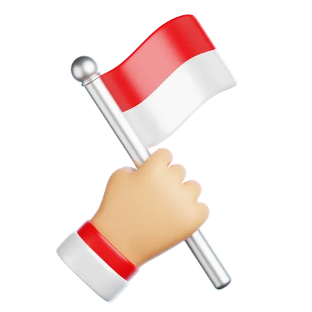 Hand hält indonesische Flagge  3D Icon