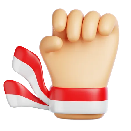 Hand hält indonesische Flagge  3D Icon