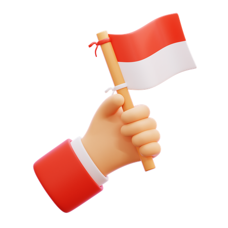 Hand hält indonesische Flagge  3D Icon