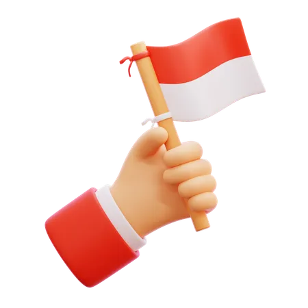 Hand hält indonesische Flagge  3D Icon