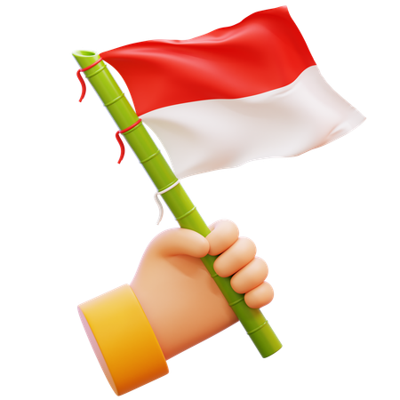 Hand hält indonesische Flagge  3D Icon