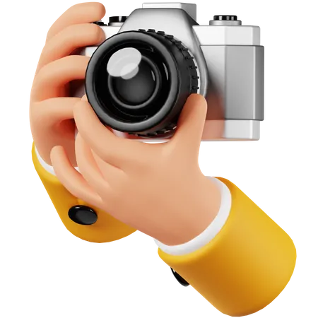 Hand hält Kamera mit Foto aufnehmen  3D Icon