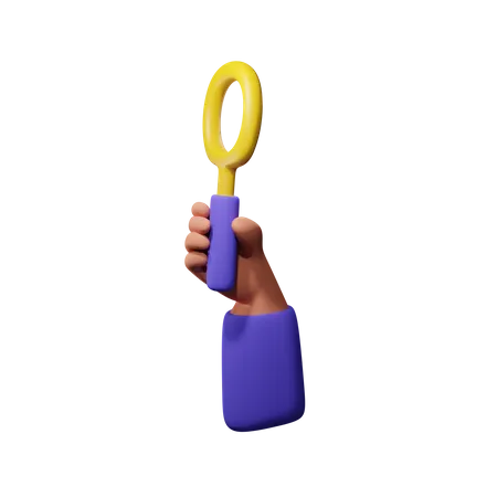 Hand hält Lupe  3D Icon