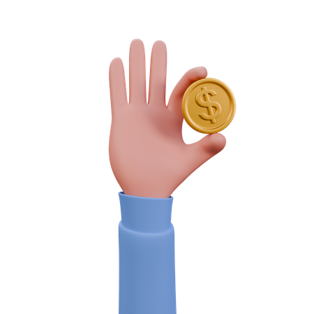 Hand hält Münze  3D Icon