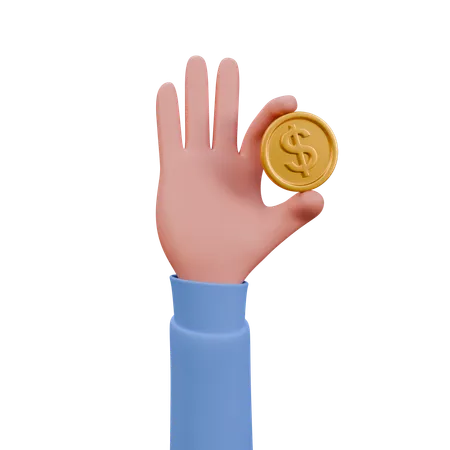 Hand hält Münze  3D Icon