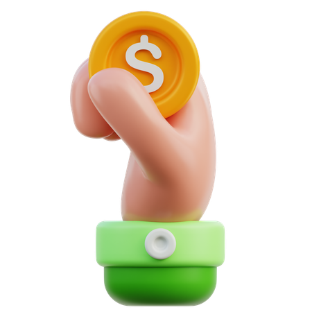 Hand hält Münze  3D Icon