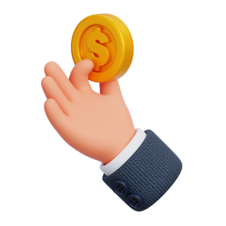 Hand hält Münze  3D Icon