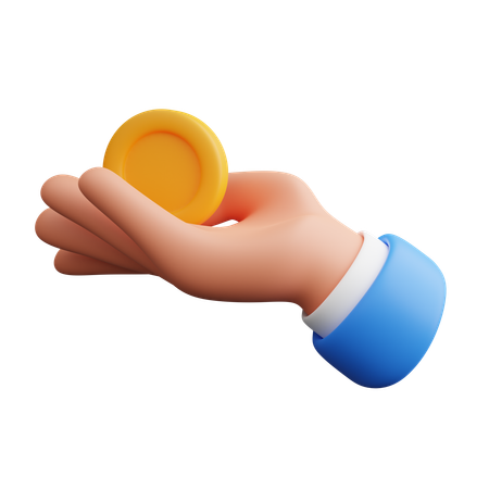 Hand hält Münze  3D Icon
