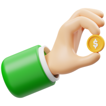 Hand hält Münze  3D Icon