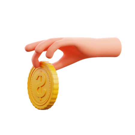 Hand hält Münze  3D Icon