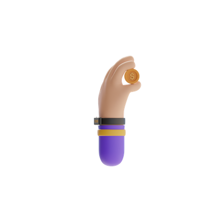 Hand hält Münze  3D Icon