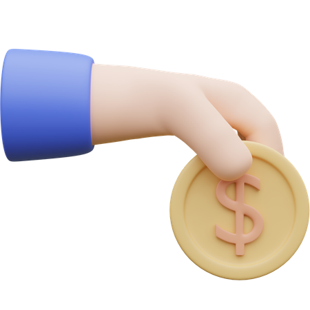 Hand hält Münze  3D Icon