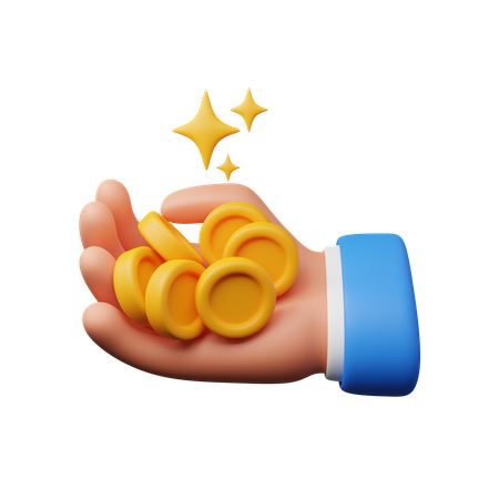 Hand hält Münze 3D Icon