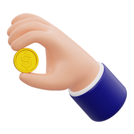 Hand hält Münze  3D Icon