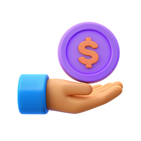 Hand hält Münze  3D Icon