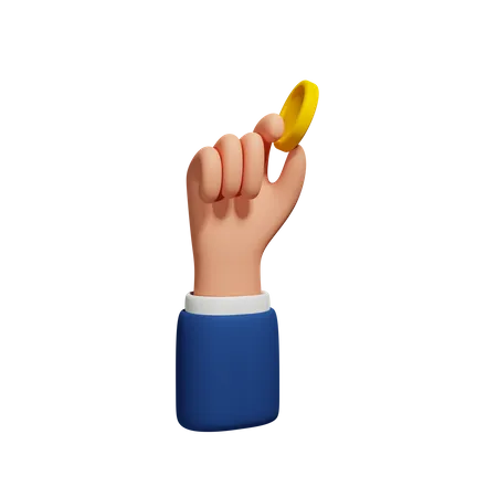 Hand hält Münze  3D Icon