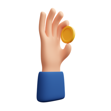 Hand hält Münze  3D Icon