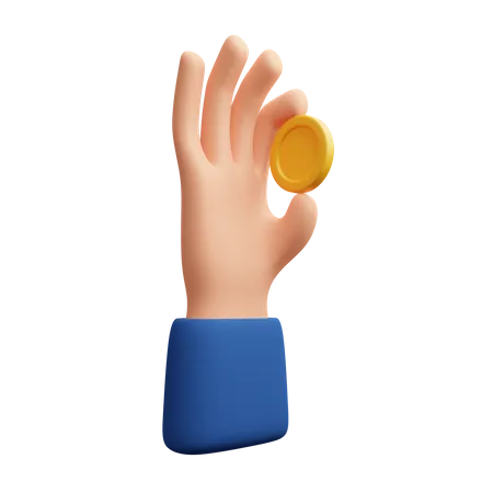 Hand hält Münze  3D Icon