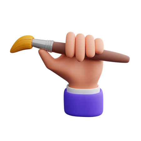 Hand hält Pinsel  3D Icon