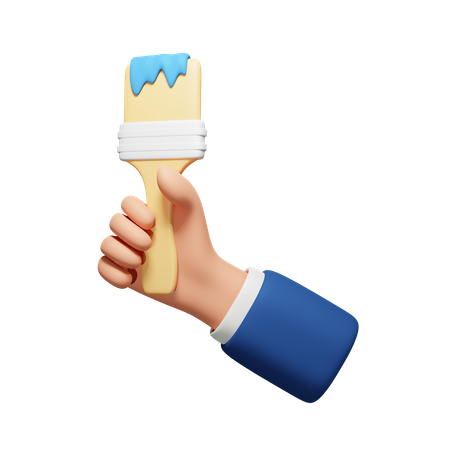 Hand hält Pinsel  3D Icon