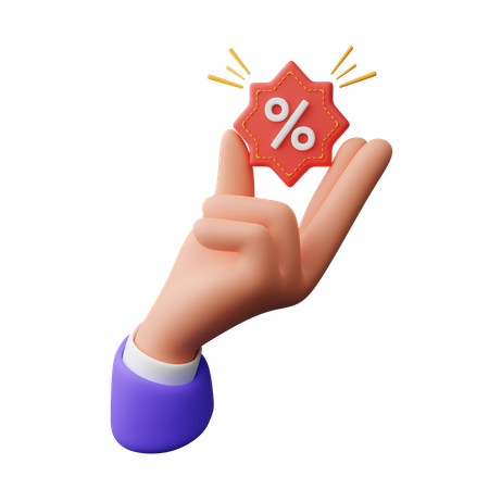 Hand hält Rabattabzeichen  3D Icon