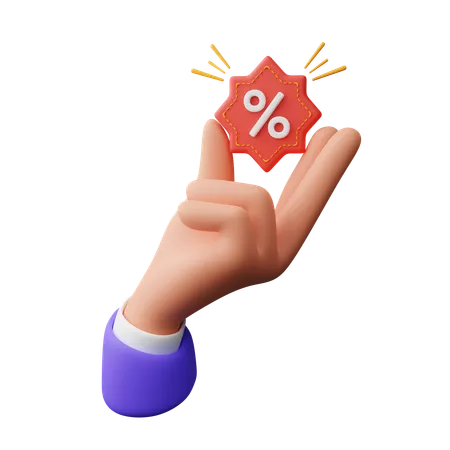 Hand hält Rabattabzeichen  3D Icon