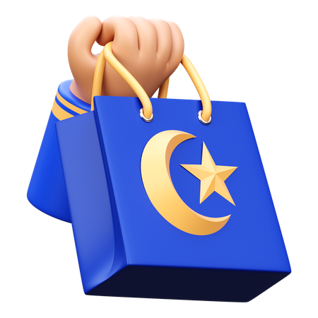 Hand hält Ramadan-Tasche  3D Icon