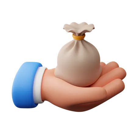 Hand hält Sack  3D Icon