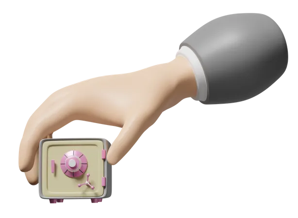 Hand hält Safe  3D Icon