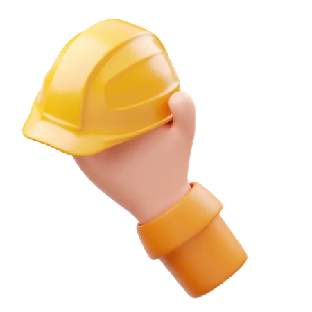 Hand hält Schutzhelm  3D Icon