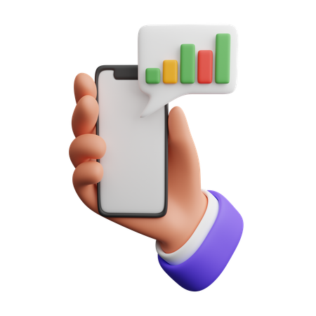 Hand hält Smartphone mit Diagramm  3D Icon