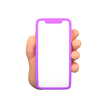 Hand hält Smartphone mit leerem Bildschirm für Modellvorlage  3D Illustration