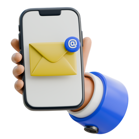 Hand hält Smartphone und sendet eine E-Mail  3D Icon