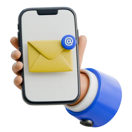 Hand hält Smartphone und sendet eine E-Mail  3D Icon